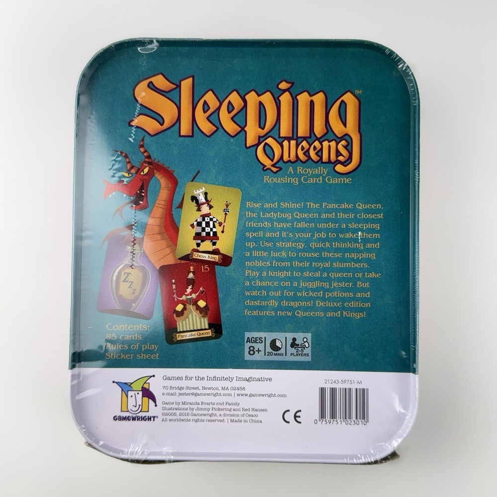 New Sleeping Queens 10th Anniversary Tin /w Bonus Stickers Gamewright Board Game - Picture 2 of 7